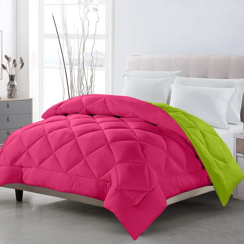 TundwalS Microfiber Reversible Solid Extra Comfort & Soft Comforter||Blanket Single Bed 200 Gsm Pink  P Green 1 (Piece)