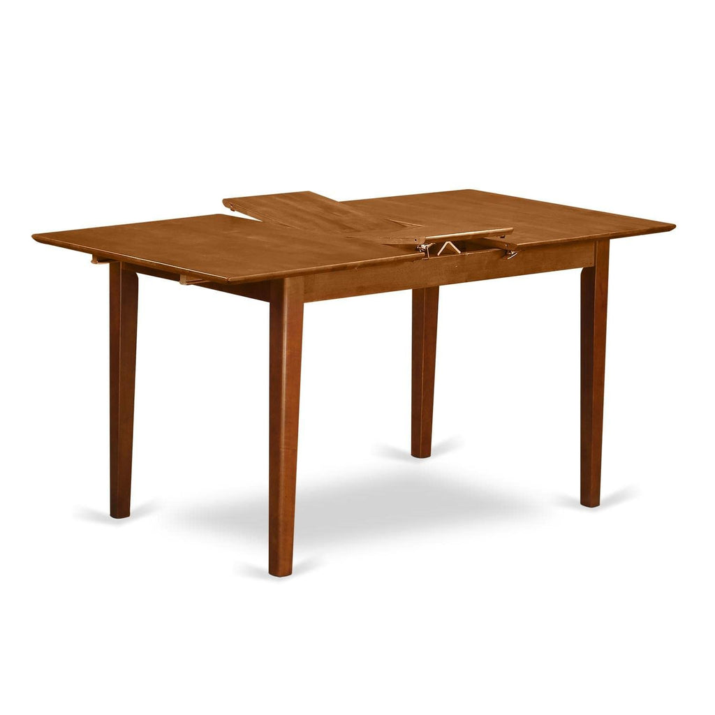 East West Furniture PSNA3-SBR-C 3 Piece Kitchen Table Set Contains a Rectangle Dining Room Table with Butterfly Leaf and 2 Linen Fabric Upholstered Dining Chairs, 32x60 Inch, Saddle Brown