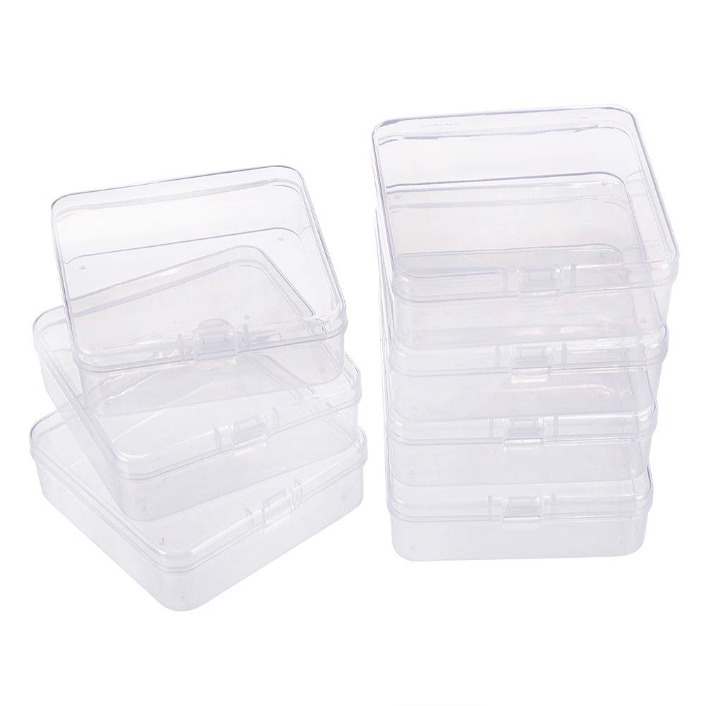 BENECREAT 10 Pack 3.22x3.22x1.1 Square Clear Plastic Bead Storage Containers Box Drawer Organizers with lid for Items,Earplugs,P