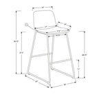 Monarch Specialties I 7750 Office Chair, Bar Height, Standing, Computer Desk, Work, Pu Leather Look, Metal, White, Contemporary, Modern
