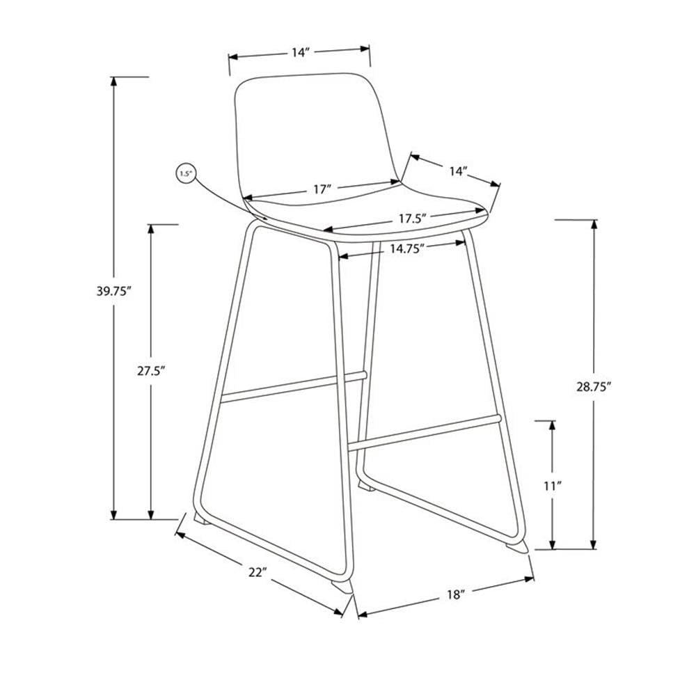 Monarch Specialties I 7750 Office Chair, Bar Height, Standing, Computer Desk, Work, Pu Leather Look, Metal, White, Contemporary, Modern