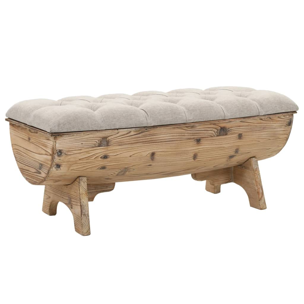 vidaXL Solid Fir Wood Storage Bench 40.6", Barrel Shaped, Multicolour Polyester Upholstery, Retro Style, Ample Storage Space, Easy Assembly, Comfortable Seat