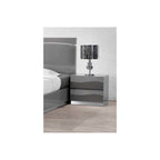 Best Master Leon 2-Drawer Poplar Wood Bedroom Nightstand In Gray High Gloss
