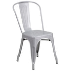 Flash Furniture Dalton Commercial Grade 30" Round Silver Metal Indoor-Outdoor Table Set with 4 Cafe Chairs