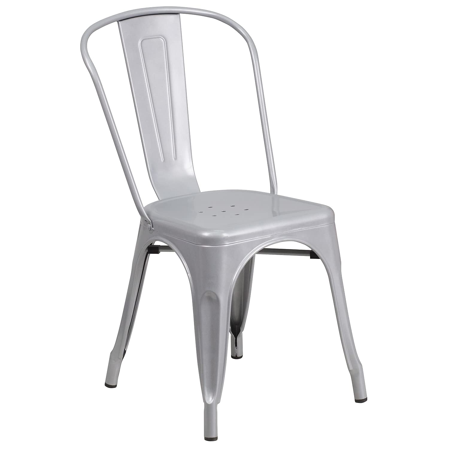 Flash Furniture Dalton Commercial Grade 30" Round Silver Metal Indoor-Outdoor Table Set with 4 Cafe Chairs