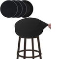 Buyue 4 Pcs Bar Stool Covers, Luxury Fabric Dia.12-14' Round Stretchy Crease-Resistant Washable Jacquard Dustproof Stool Seat Slipcover, S-Black-Set Of 4