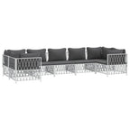 vidaXL Patio Furniture Set 7 Piece, Sectional Sofa with Cushions, Patio Lounge Set for Garden Lawn Backyard, Outdoor Patio Furniture, White Steel