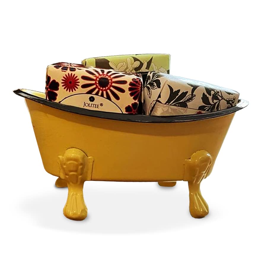 Rustic Enamel 1 Piece 5.5 Metal Clawfoot Mini Bathtub Soap Dish Mini Bath Tub Decoration Clawfoot Tub Soap Caddy Collection (Lem