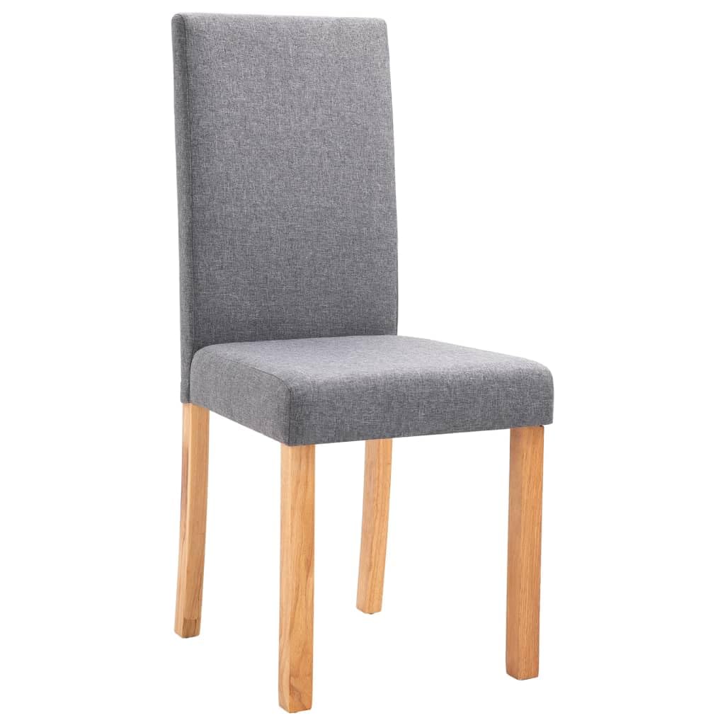 vidaXL Dining Chairs Set of 4 | Ergonomically Designed | Light-Gray Fabric Upholstery | Solid Wooden Frame