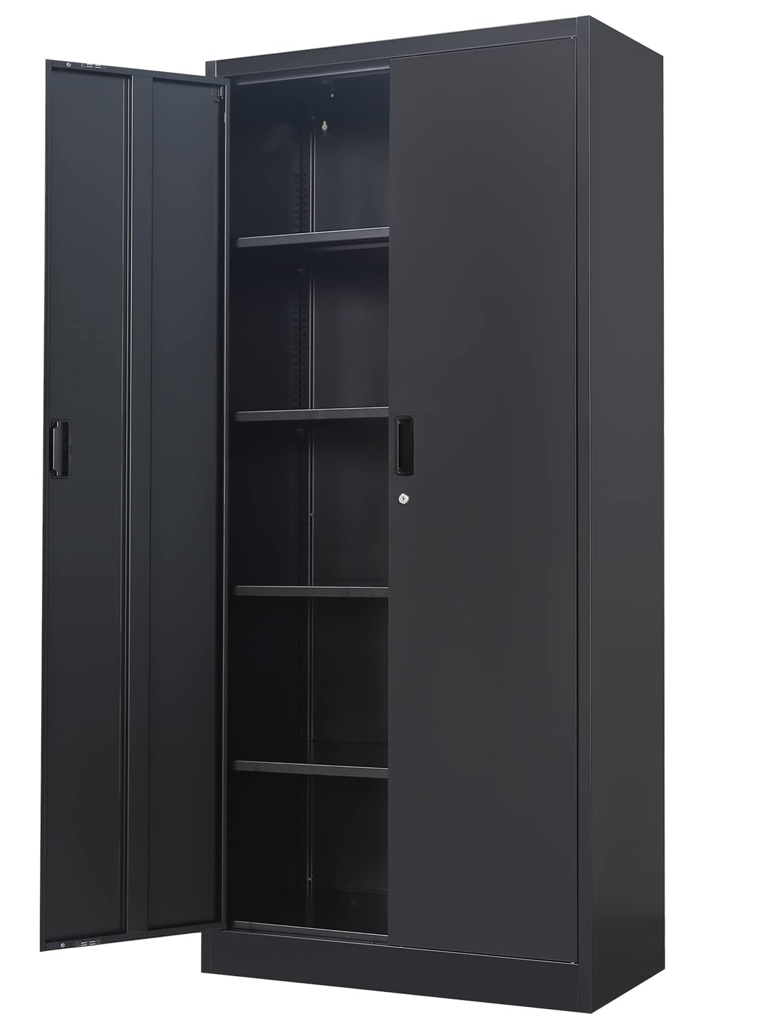 Metal Storage cabinets with Locking Doors and Adjustable Shelves, Steel Storage cabinet for garage, Office, classroom - Black