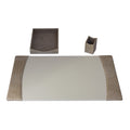 Protacini Breeze Beige Italian Patent Leather 3-Piece Desk Set