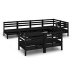 vidaXL Solid Pinewood Patio Lounge Set 8 Piece Garden Outdoor Terrance Backyard Furniture Set Wooden Lounge Sofa Seating Chair Seat Black