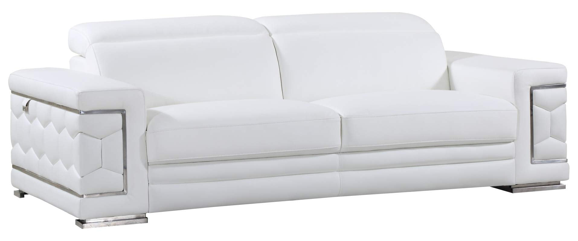 HomeRoots 89 Sturdy White Leather Sofa