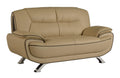 HomeRoots 40 Sleek Beige Leather Loveseat