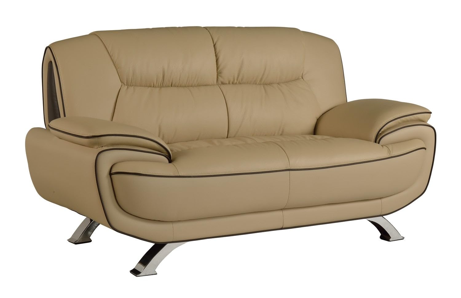 HomeRoots 40 Sleek Beige Leather Loveseat
