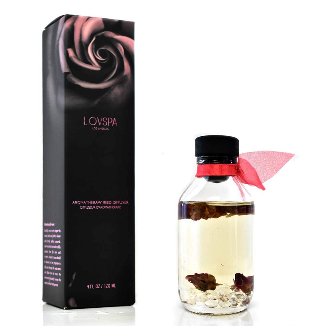 Lovspa Velvet Rose Reed Diffuser Set - Floral Scent Diffuser For Home With Long Lasting Fragrance - Non-Toxic Oil Reed Diffuser