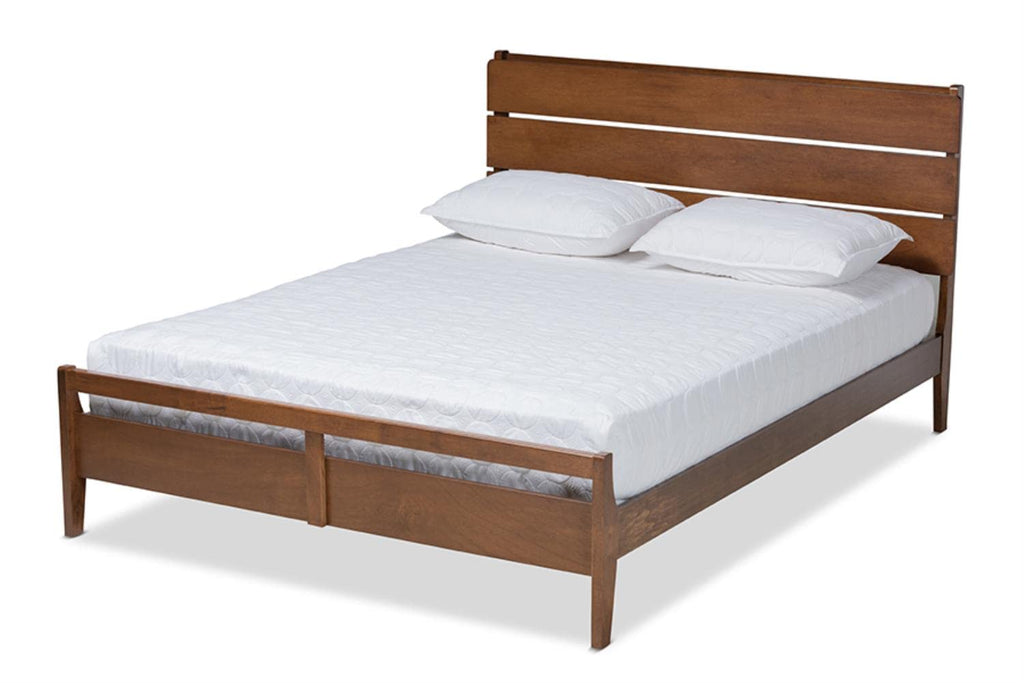 Baxton Studio Avena Mid-Century Modern Walnut Finished Wood Queen Size Platform bed