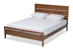 Baxton Studio Avena Mid-Century Modern Walnut Finished Wood Queen Size Platform bed