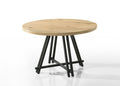 Tate Oak Finish 47 Round Dining Table with Metal Base
