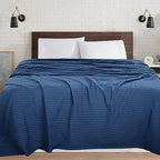 Hillfair 100% Cotton Blanket- 120'' X 120'' Xxl Oversized King Bed Blankets - Family Size 10 Ft X 10 Ft Big - Waffle Blankets -