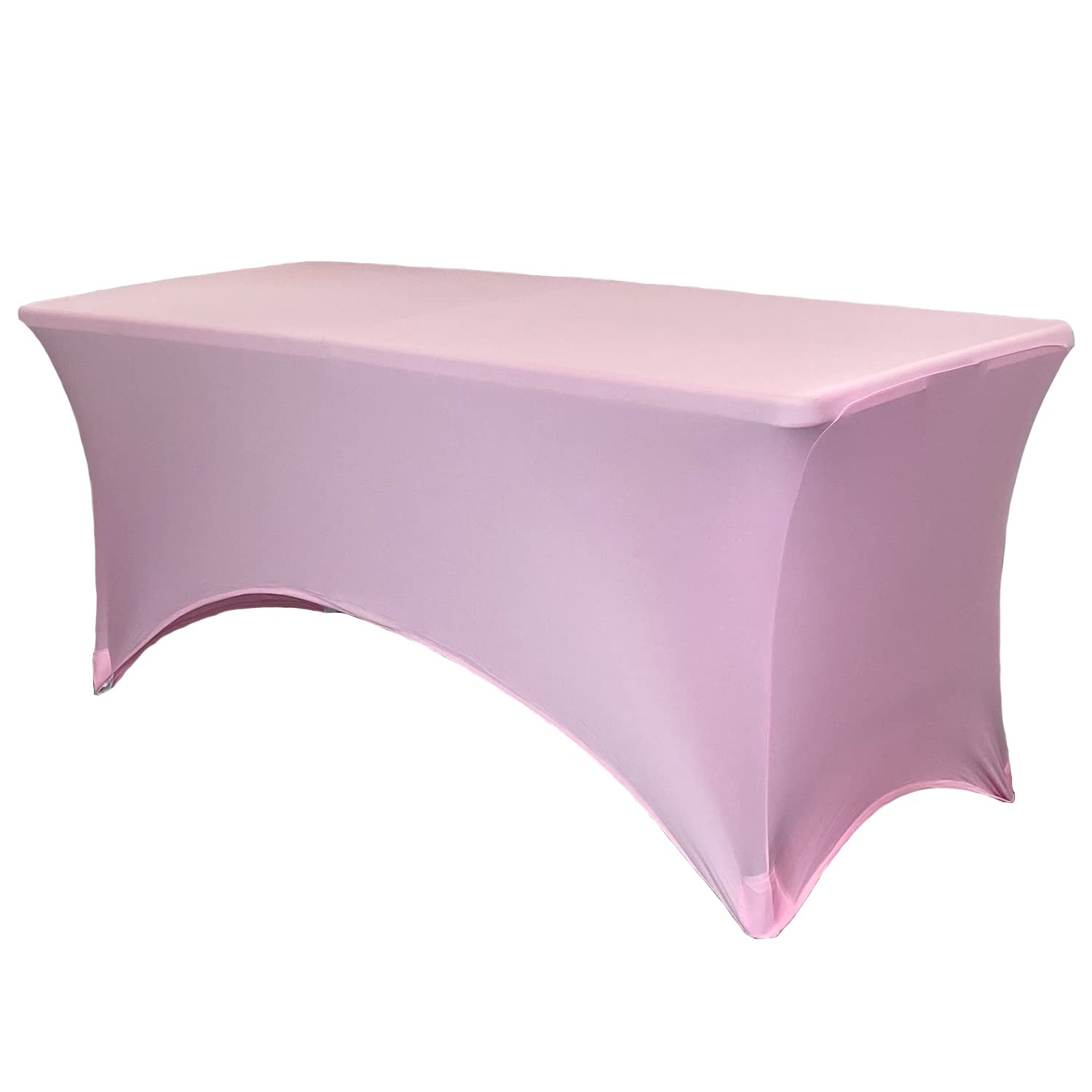 Your Chair Covers Rectangular Spandex Table Covers 6Ft Fitted Tablecloth Wedding Event Patio Table Decorations Elastic Fabric Stretch Table Covers For 6 Ft Folding Table (Pink)