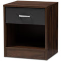 Baxton Studio Hansel Modern and Contemporary 1-Drawer Dark Brown and Dark Grey Finished Nightstand
