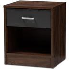 Baxton Studio Hansel Modern and Contemporary 1-Drawer Dark Brown and Dark Grey Finished Nightstand