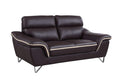 HomeRoots 36 Contemporary Brown Leather Loveseat