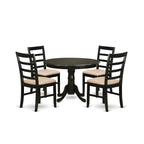 East West Furniture HLPF5-CAP-C Hartland 5 Piece Dinette Set for 4 Includes a Round Room Table with Pedestal and 4 Linen Fabric Kitchen Dining Chairs, 42x42 Inch