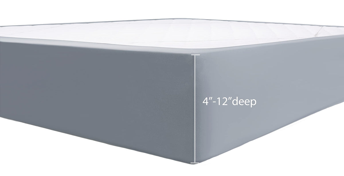 Biscaynebay Decorative Box Spring Cover Full & Full Xl Size, Silver Grey Luxurious Jersey Knitting Stretchy Wrap Around 4 Sides Bed Skirt For Home/Hotels, Easy Fit Wrinkle & Fade Free Machine Washable