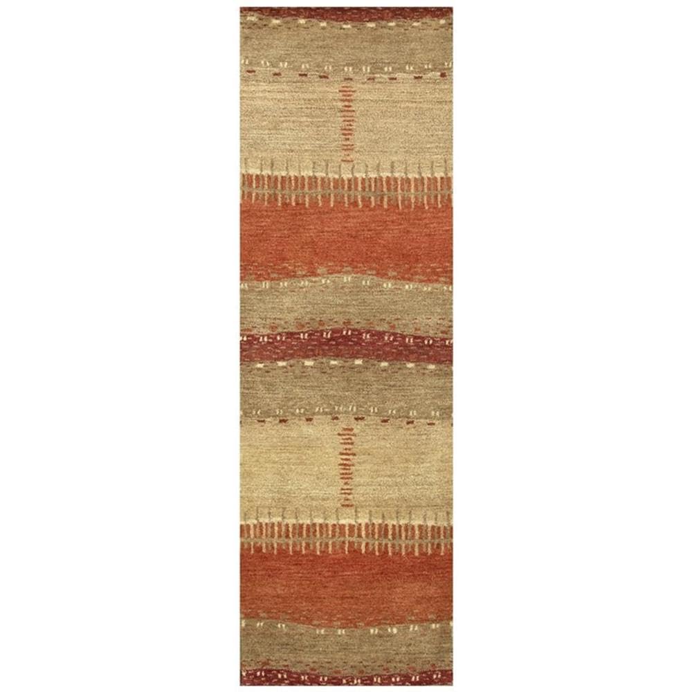 Desert 2'6" X 8' Abstract Maroon/Tan/Orange/Beige Hand Tufted Area Rug