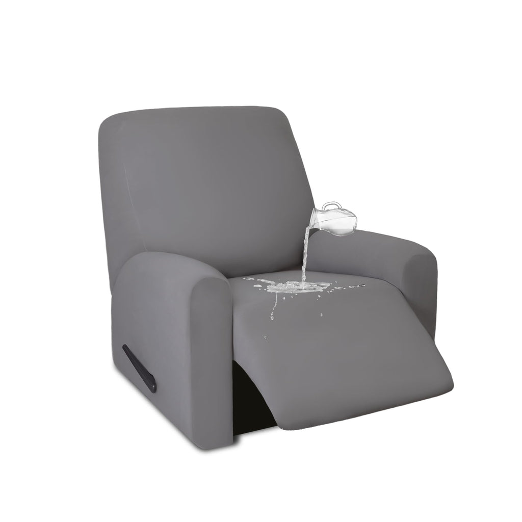 Purefit 100% Dual Waterproof Recliner Cover, Waterproof Couch Cover For Recliner - Stretch Non Slip Fleece Sofa Covers Washable, Leakproof Furniture Protector For Kids, Pets (Recliner, Light Gray)