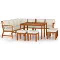 vidaXL Solid Acacia Wood - 11 Piece Patio Dining Set with Cushions, Modular and Comfortable Seating Experience with Easy Assembl