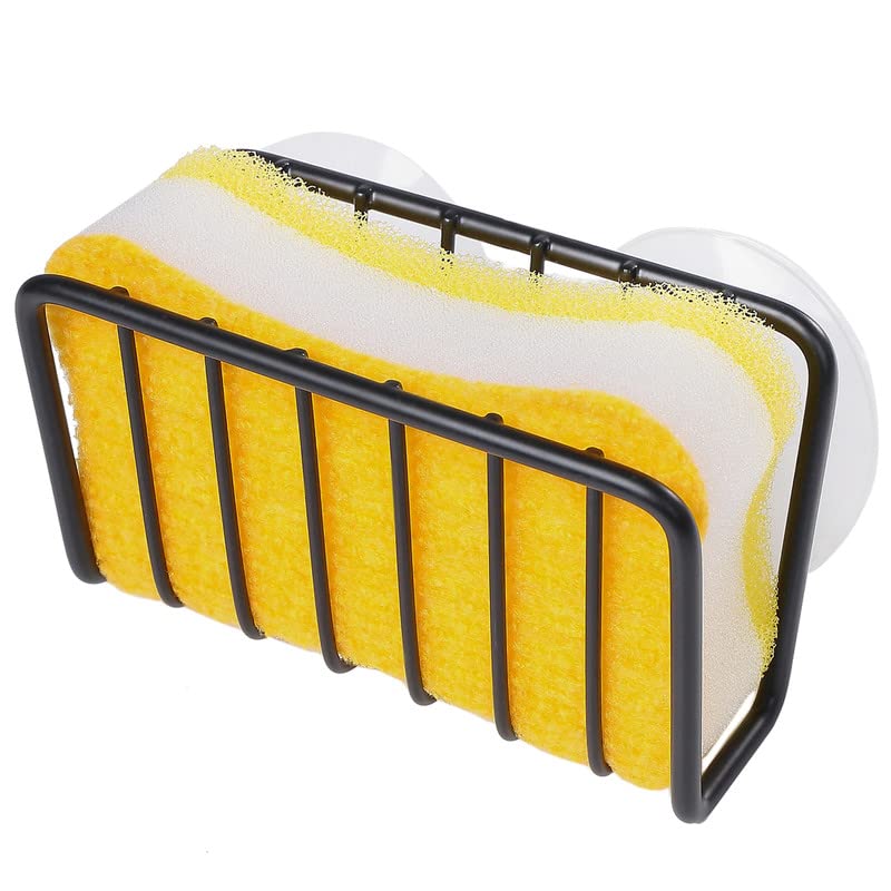 Toplife Sponge Holder For Kitchen Sink, Rust-Proof Suction Cup Sponge Caddy - Black - 2 Pack