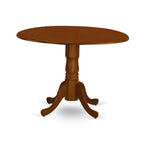East West Furniture DLAN3-BCH-LC 3 Piece Kitchen Table Set for Small Spaces Contains a Round Dining Room Table with Dropleaf and 2 Faux Leather Upholstered Chairs, 42x42 Inch, Black & Cherry