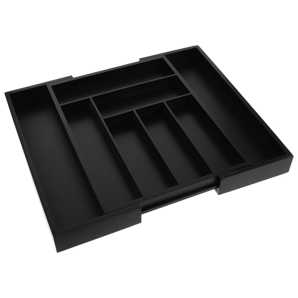 Abaodam Expandable Silverware Organizer Drawer Storage Box With 8 Compartments, Black Cutlery Tray Divider For Kitchen Utensils