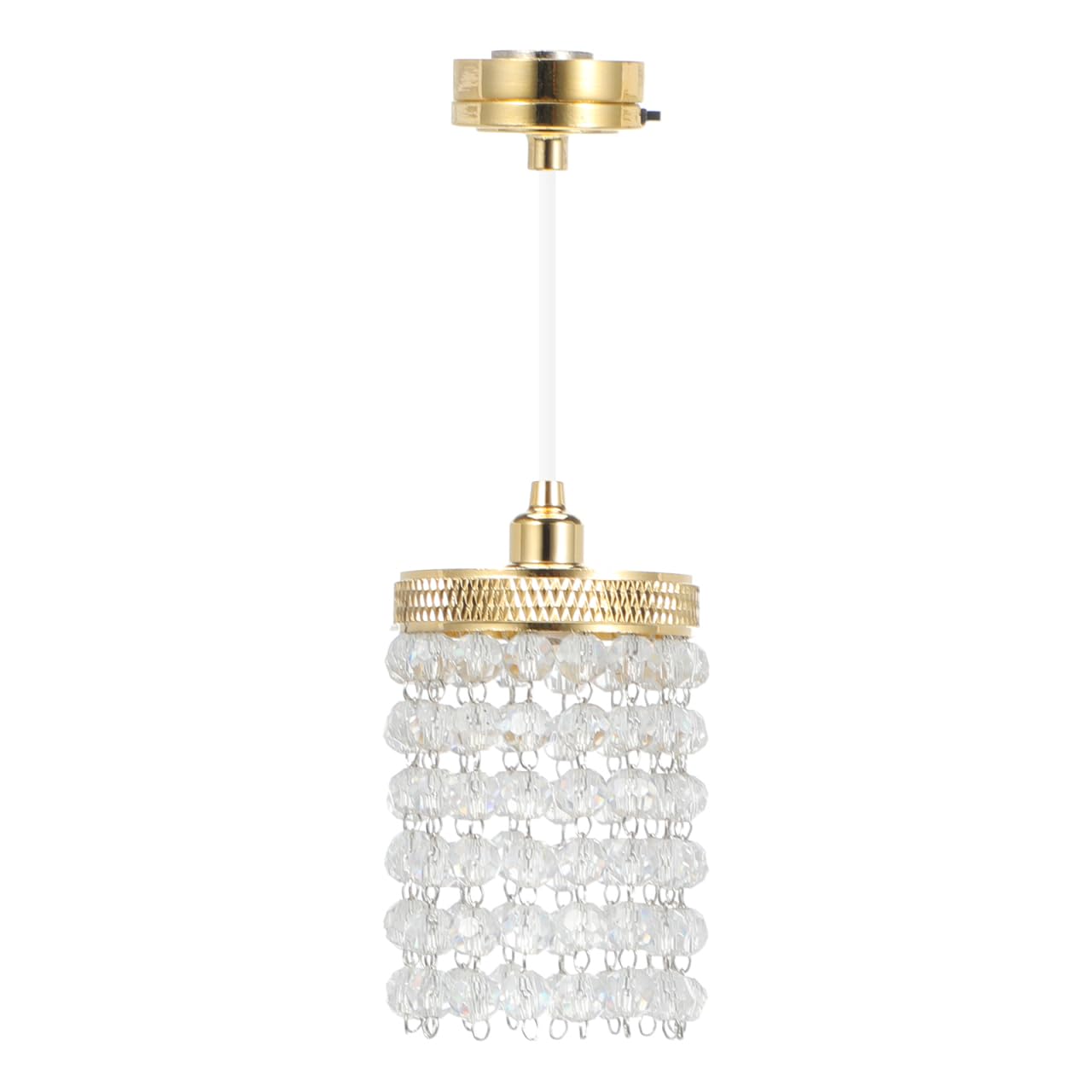 Garneck Dollhouse Lights Mini Chandelier: LED 1/12 Scale Miniature Ceiling Lamp Beaded Shade Vintage Hanging Lamp Pendant for Mi