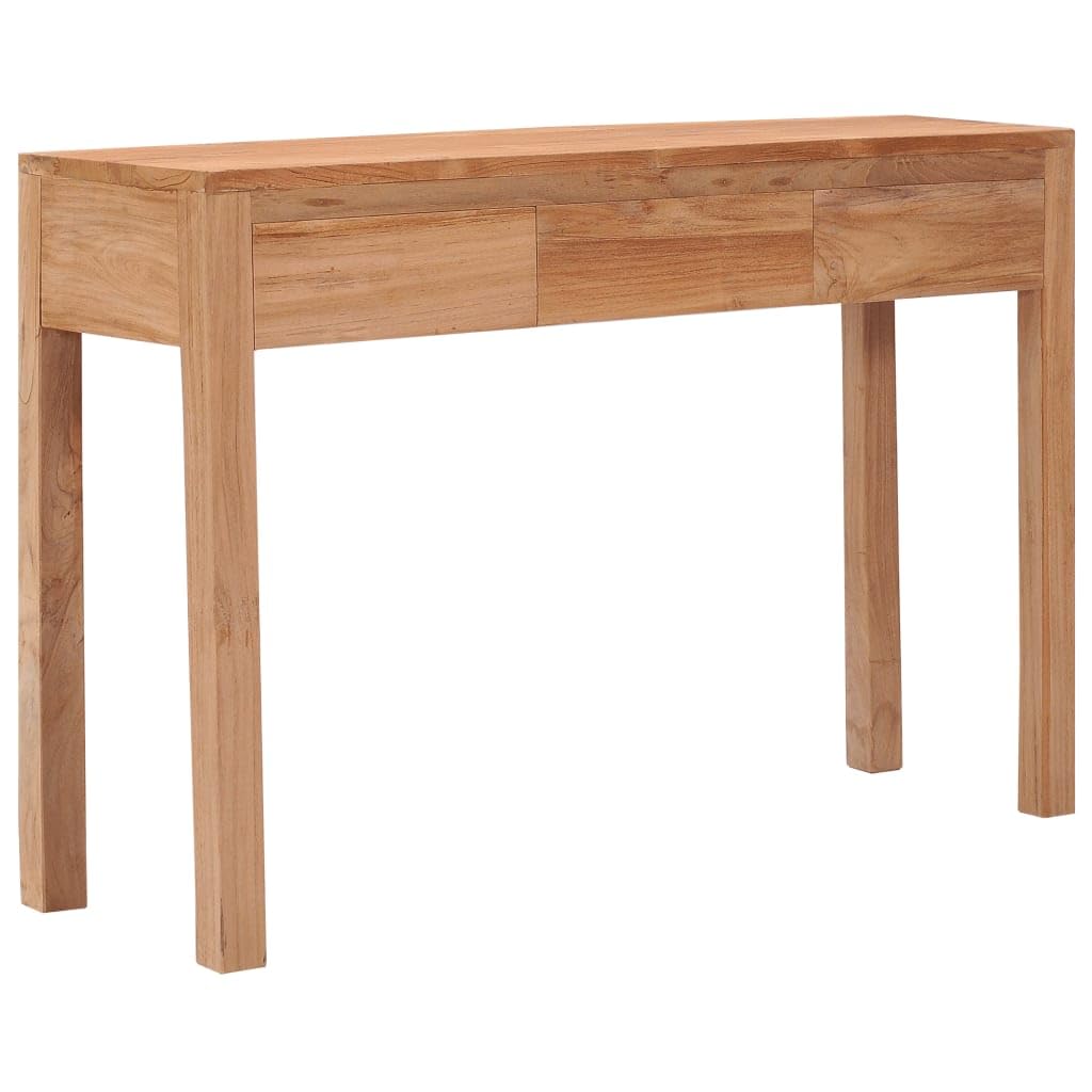 vidaXL Solid Teak Wood Console Table - Colonial, Rustic Hallway Table with Drawers, Bohemian Accent Storage Table, 43.3"x13.8"x29.5"