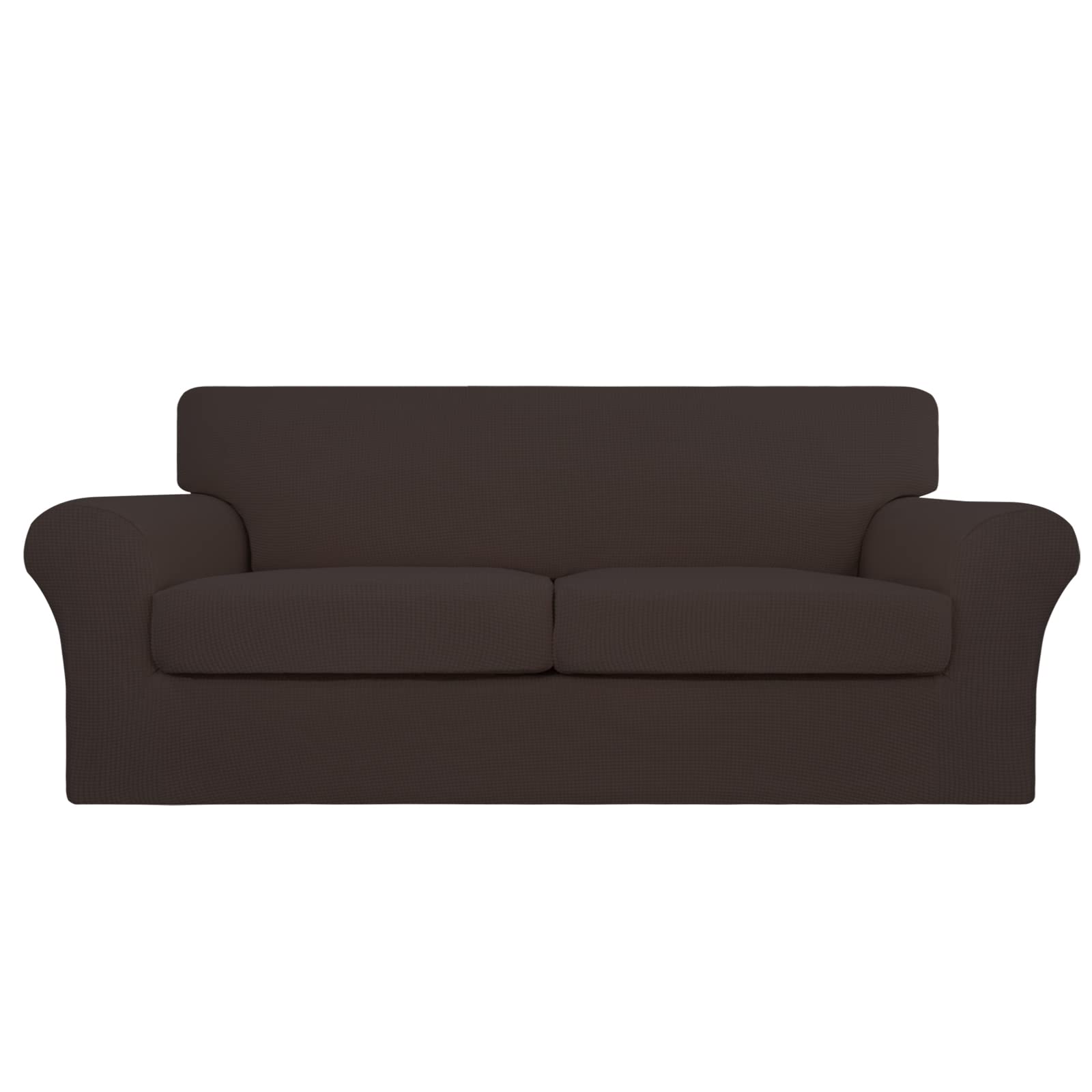 Easy-Going 3 Pieces Stretch Oversized Loveseat Couch Cover For 2 Cushion Couch Sofa Cover For Dogs Washable Sofa Slipcover Elastic Furniture Protector For Pets (Chocolate, Oversized Loveseat)