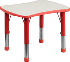 21.875W x 26.625L Rectangular Red Plastic Height Adjustable Activity Table with Grey Top