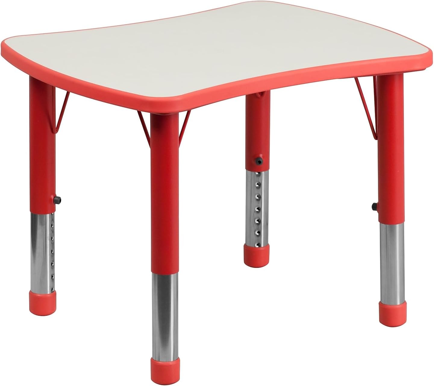 21.875W x 26.625L Rectangular Red Plastic Height Adjustable Activity Table with Grey Top