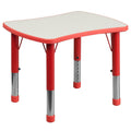 Flash Furniture 21.875W x 26.625L Rectangular Red Plastic Height Adjustable Activity Table with Grey Top-New Condition