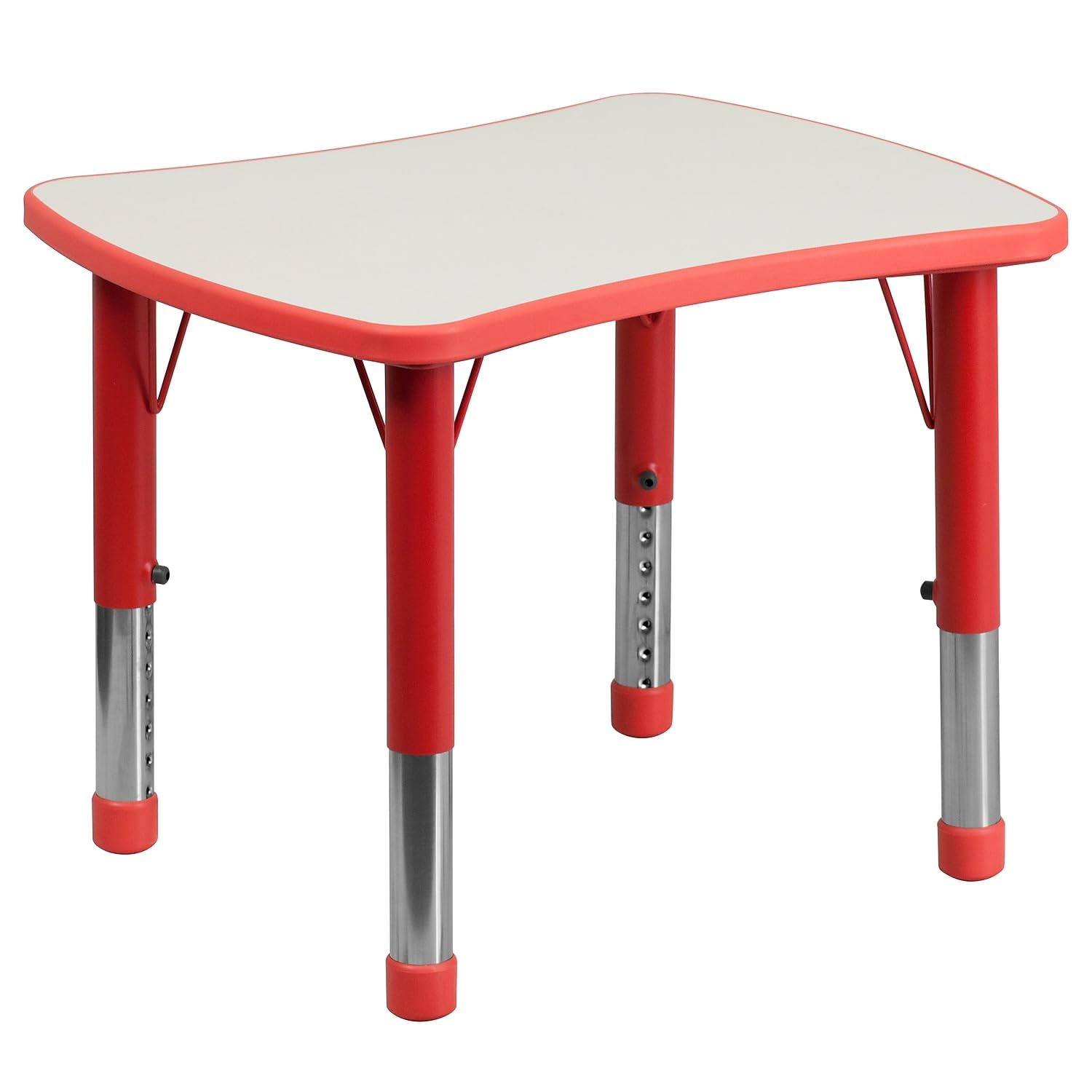 Flash Furniture 21.875W x 26.625L Rectangular Red Plastic Height Adjustable Activity Table with Grey Top-New Condition