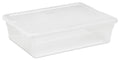 Sterilite 28 Qt Underbed Storage Box, Stackable Bin with Lid, Plastic Container to Organize, Bedroom, Clear Base and White Lid, 