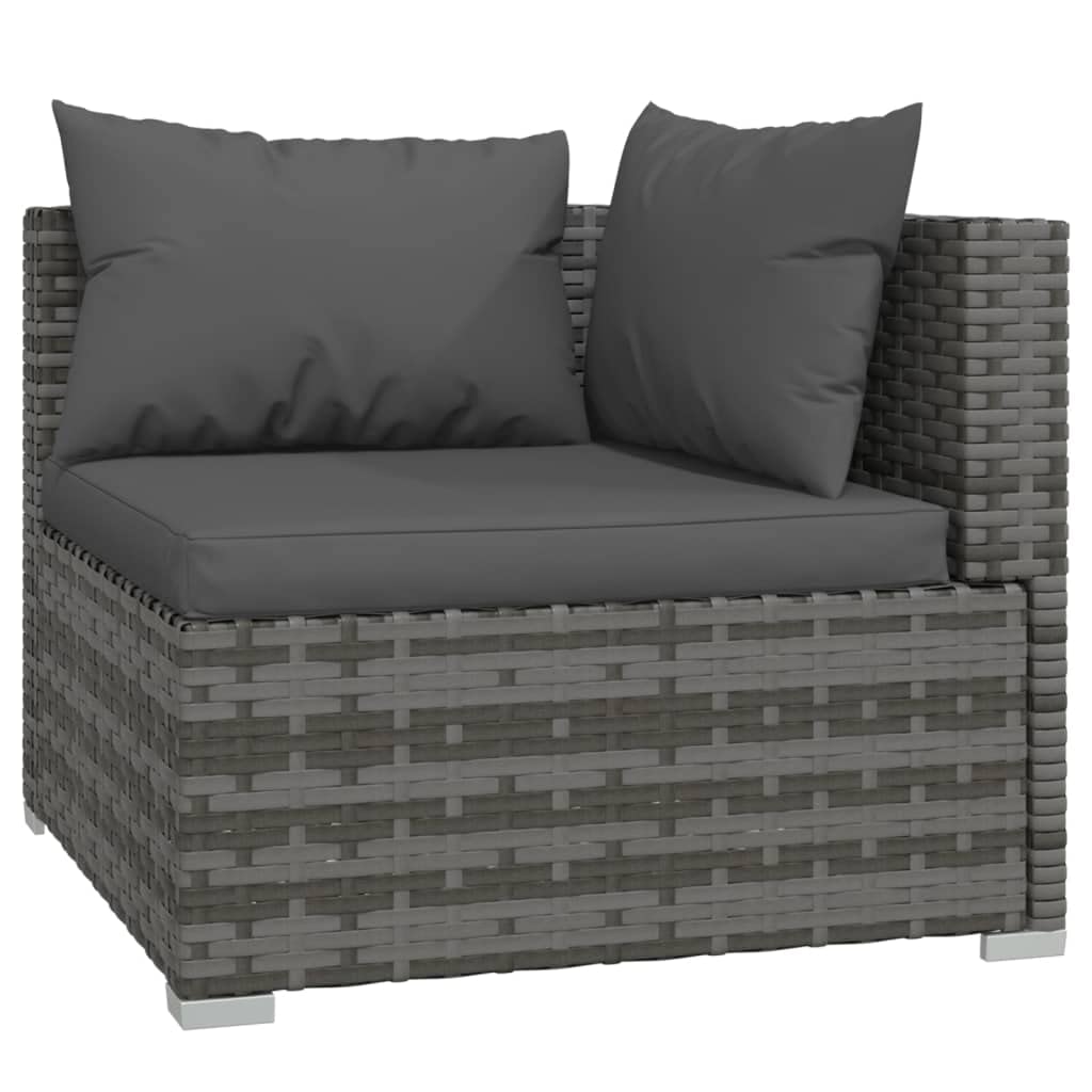 vidaXL Patio Lounge Set 12 Piece with Cushions Garden Outdoor Lawn Yard Terrace Balcony Seat Seating Sofa Lounge Set Furniture Gray Poly Rattan