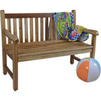 HomeRoots Compact Teak Outdoor Bench with Straight Design in Natural Finish