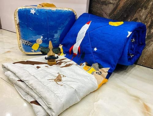 Black Spade Cartoon Print Microfiber Kids Comforter/Ac Comforter Single Bed 60 * 90 Inches (Rocket)