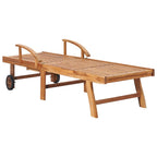 vidaXL Set of 2 Sun Loungers with Cushions - Adjustable and Wheeled Solid Teak Wood Sunbeds - Rustic Patio and Garden Furniture