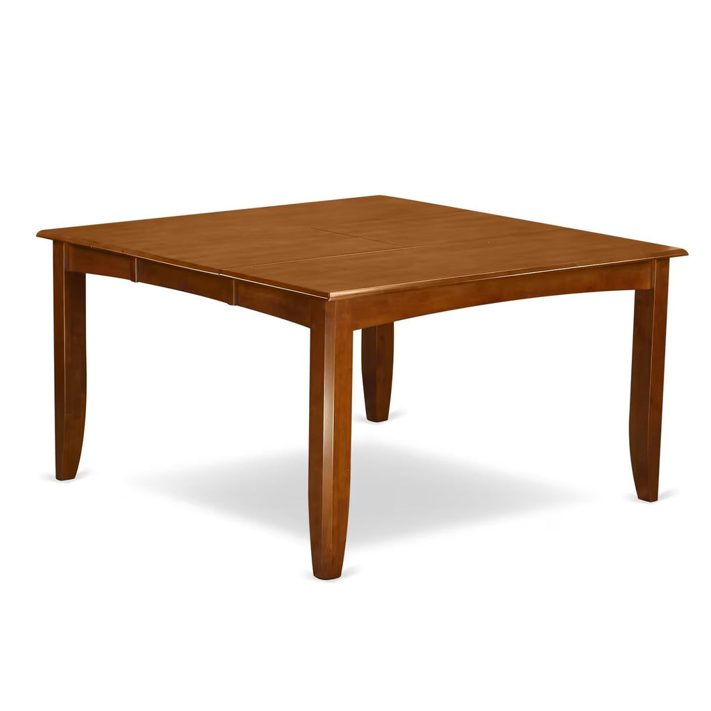 East West Furniture PFML9-SBR-C 9 Piece Kitchen Table & Chairs Set Includes a Square Dining Table with Butterfly Leaf and 8 Linen Fabric Dining Room Chairs, 54x54 Inch, Saddle Brown