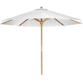 All Things Cedar TU90-W Teak Market Table Umbrella Outdoor | 2-Piece Pole & 10-ft Canvas Canopy with Wind Vent | Indonesian Teak Java Finish | Solid Brass Hardware | Easy Storage | White